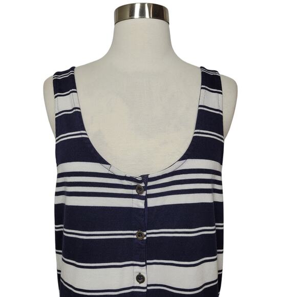 J.crew Women's Dress White with Navy Striped Scop Neck Sleeveless Dress Size XL - Picture 5 of 10